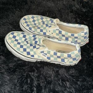 Blue and White Checkered Vans